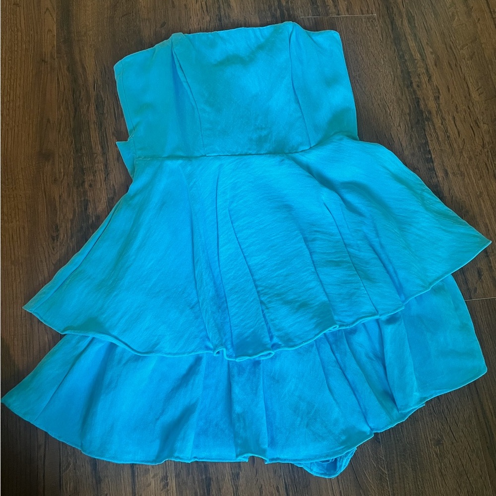 Strapless Blue Layered Dress